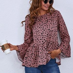Pink cheetah peplum top